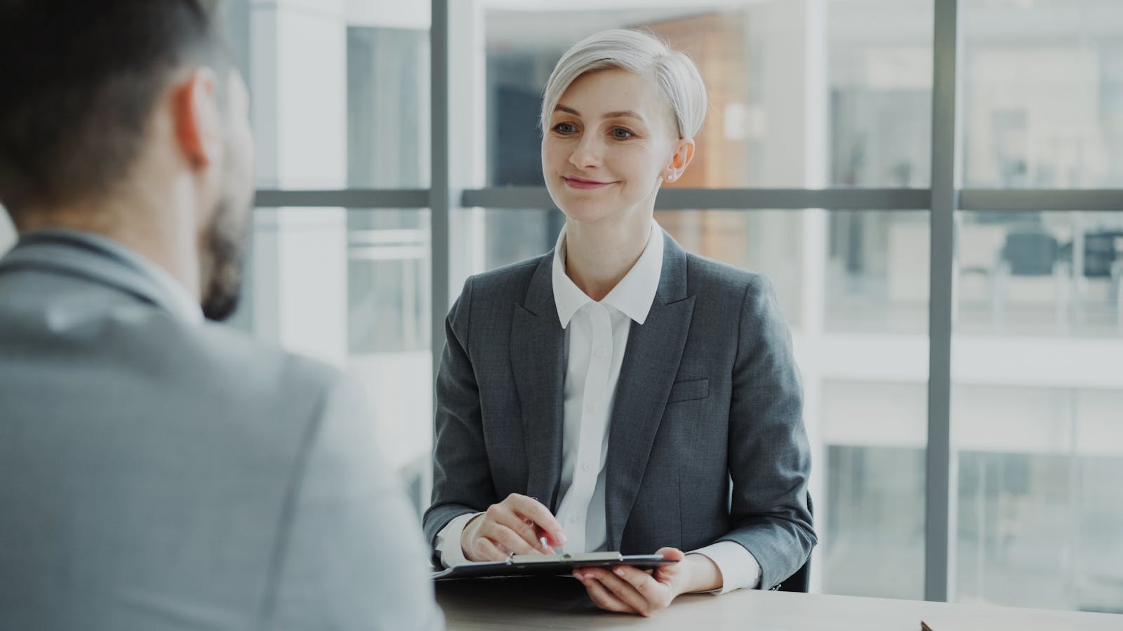 A job interview across a desk